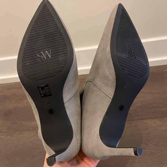 NEW STUART WEITZMAN Wren 75 In Flannel Gray Stretch Suede Size 6 - Picture 4 of 5